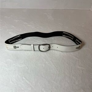 White and Black Leather Belt